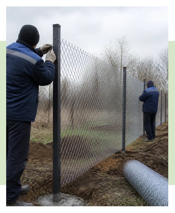 Монтаж натяжного забора из рабицы под ключ в Чайковском